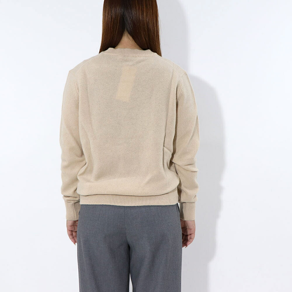 MAISON KITSUNE ニット ベージュ ネイビー ベイビーフォックス パッチ HM00502KT1006