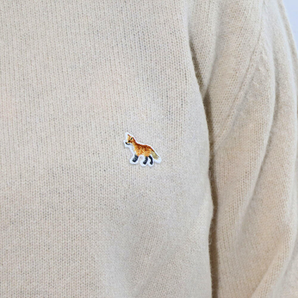 MAISON KITSUNE ニット ベージュ ネイビー ベイビーフォックス パッチ HM00502KT1006