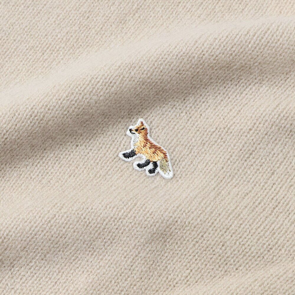 MAISON KITSUNE ニット ベージュ ネイビー ベイビーフォックス パッチ HM00502KT1006