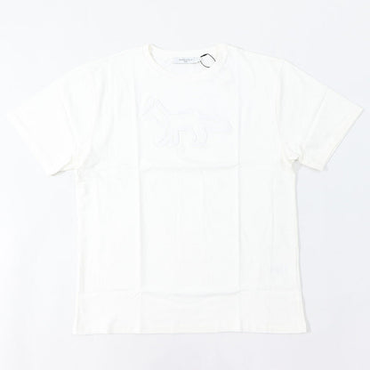 メゾン キツネ MAISON KITSUNE トップス Tシャツ・カットソー メンズ CONTOUR FOX PATCH RELAXED TEE-SHIRT ホワイト フォックスパッチ コットン 無地 ワンポイント 半袖 クールネック 半袖 KM00114KJ0035