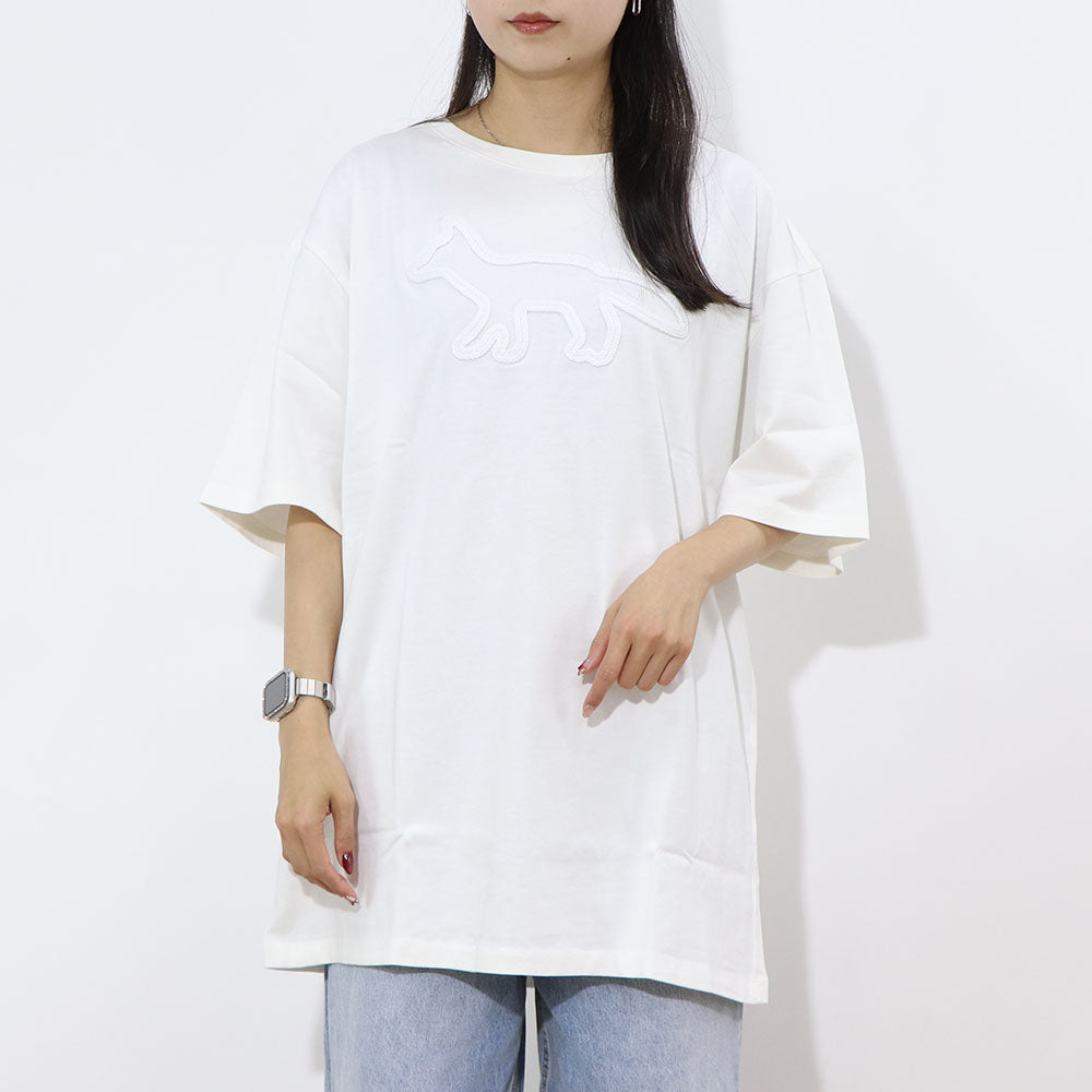 MAISON KITSUNE Tシャツ ホワイト フォックスパッチ クールネック KM00114KJ0035