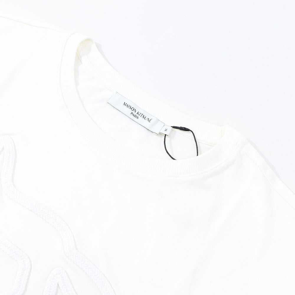 MAISON KITSUNE Tシャツ ホワイト フォックスパッチ クールネック KM00114KJ0035
