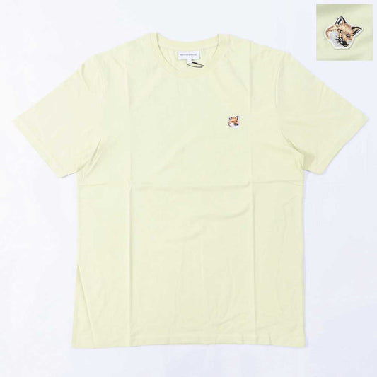 メゾン キツネ MAISON KITSUNE トップス Tシャツ・カットソー メンズ  イエロー フォックスパッチ コットン 無地 ワンポイント 半袖 クルーネック 半袖 LM00104KJ0008