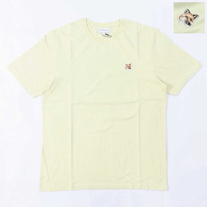 メゾン キツネ MAISON KITSUNE トップス Tシャツ・カットソー メンズ  イエロー フォックスパッチ コットン 無地 ワンポイント 半袖 クルーネック 半袖 LM00104KJ0008