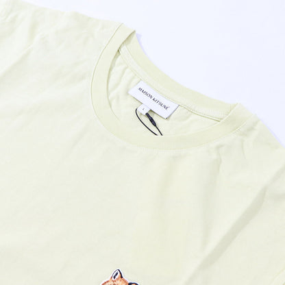 メゾン キツネ MAISON KITSUNE トップス Tシャツ・カットソー メンズ  イエロー フォックスパッチ コットン 無地 ワンポイント 半袖 クルーネック 半袖 LM00104KJ0008
