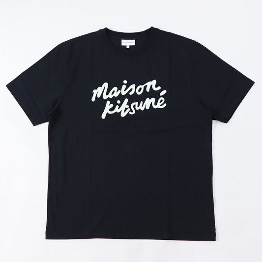 メゾン キツネ MAISON KITSUNE トップス Tシャツ・カットソー メンズ HANDWRITING COMFORT TEE-SHIRT ブラック ロゴ コットン 無地 半袖 クルーネック 半袖 MM00101KJ0118