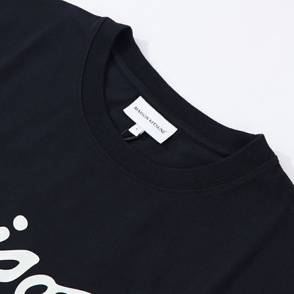 メゾン キツネ MAISON KITSUNE トップス Tシャツ・カットソー メンズ HANDWRITING COMFORT TEE-SHIRT ブラック ロゴ コットン 無地 半袖 クルーネック 半袖 MM00101KJ0118