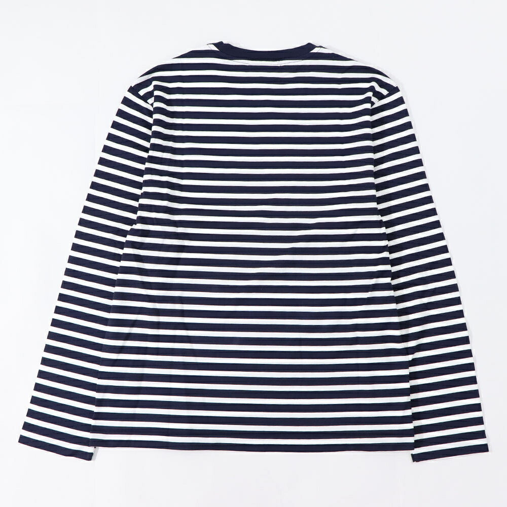 MAISON KITSUNE Tシャツ ネイビー フォックスパッチ ボーダー LM00105KJ0044