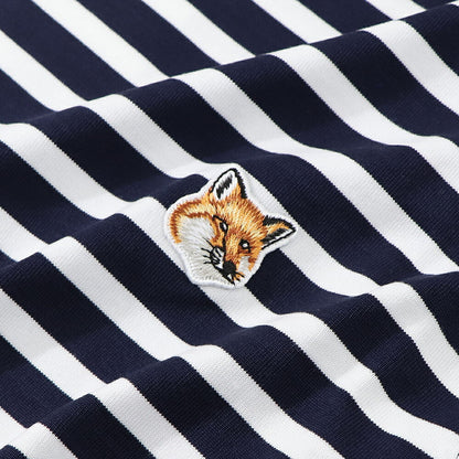 メゾン キツネ MAISON KITSUNE トップス Tシャツ・カットソー メンズ FOX HEAD PATCH REGULAR MARIN TEE SHIRT ネイビー フォックスパッチ ボーダー コットン 無地 ワンポイント 長袖 クルーネック 長袖 LM00105KJ0044