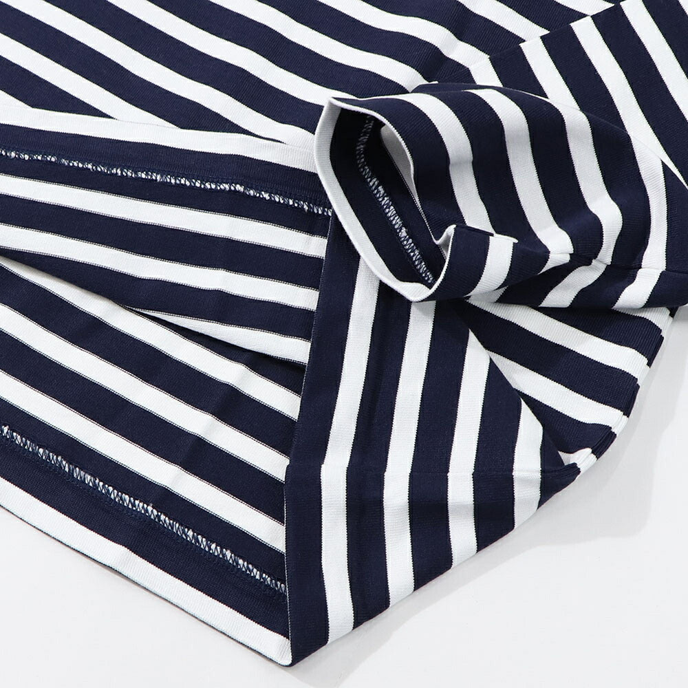 MAISON KITSUNE Tシャツ ネイビー フォックスパッチ ボーダー LM00105KJ0044