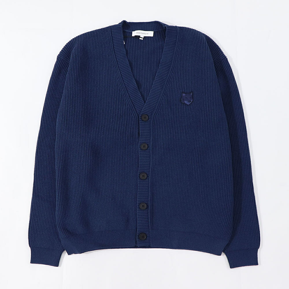 MAISON KITSUNE カーディガン クリーム ネイビー フォックスパッチ MM00506KT1098