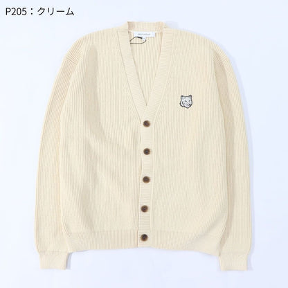 MAISON KITSUNE カーディガン クリーム ネイビー フォックスパッチ MM00506KT1098