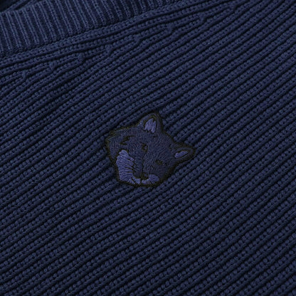 MAISON KITSUNE カーディガン クリーム ネイビー フォックスパッチ MM00506KT1098