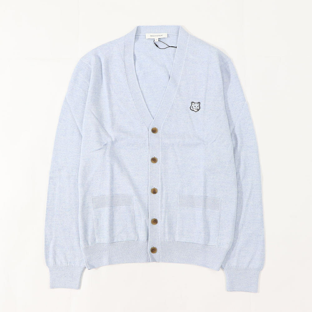 MAISON KITSUNE カーディガン ライトブルー フォックスパッチ MM00509KT1036