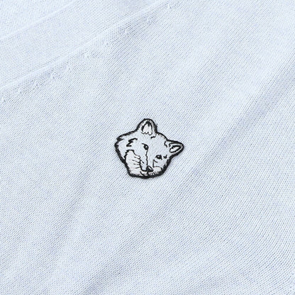 メゾン キツネ MAISON KITSUNE トップス カーディガン メンズ BOLD FOX HEAD PATCH ライトブルー フォックスパッチ ウール 無地 ワンポイント 長袖 MM00509KT1036