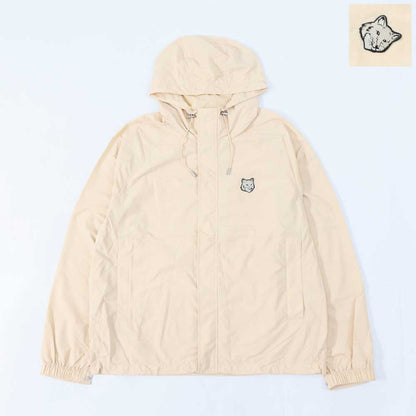 メゾン キツネ MAISON KITSUNE アウター ジャケット・ブルゾン メンズ CLASSIC FOX PATCH WINDBREAKER ベージュ フォックスパッチ ウィンドブレーカー 無地 ワンポイント フード MM02228WQ0072