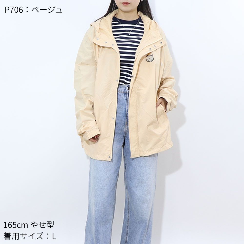 MAISON KITSUNE ブルゾン ベージュ フォックスパッチ ウィンドブレーカー フード MM02228WQ0072