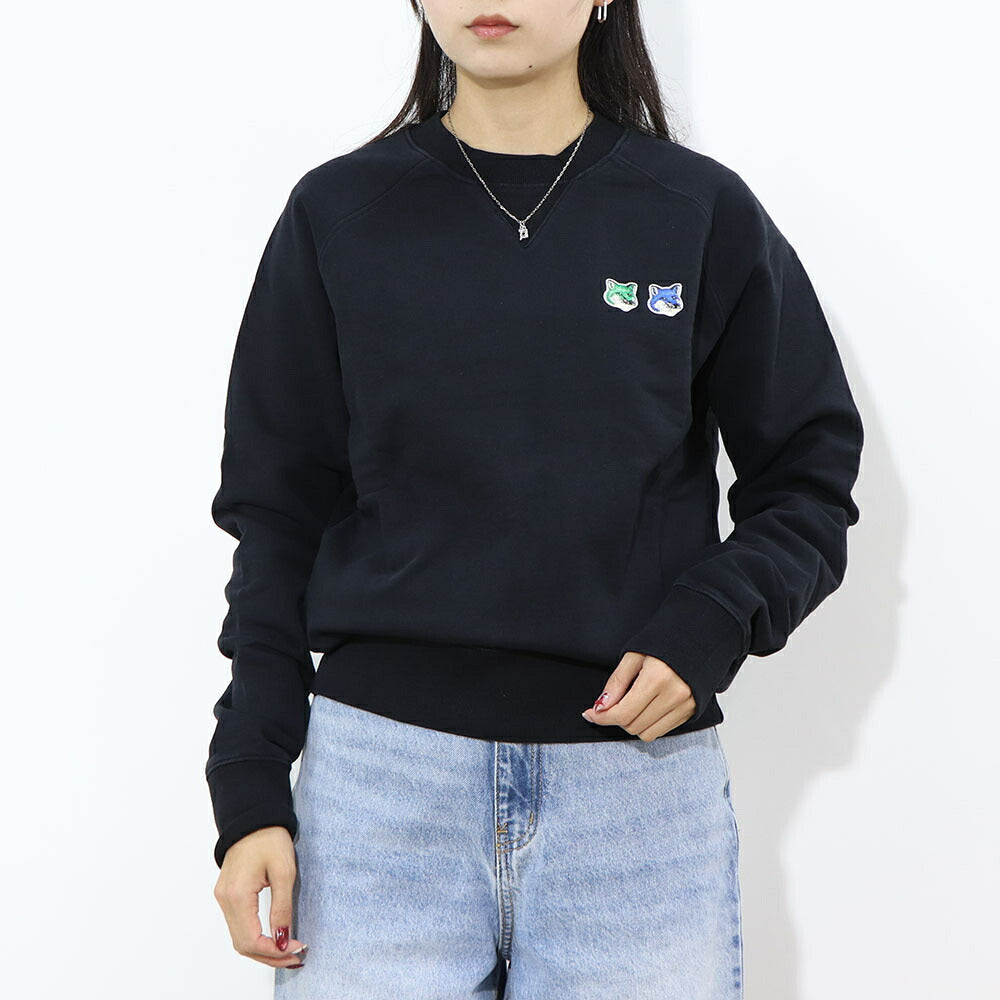 MAISON KITSUNE スウェット ブラック フォックスパッチ スエット KM00303KM0001