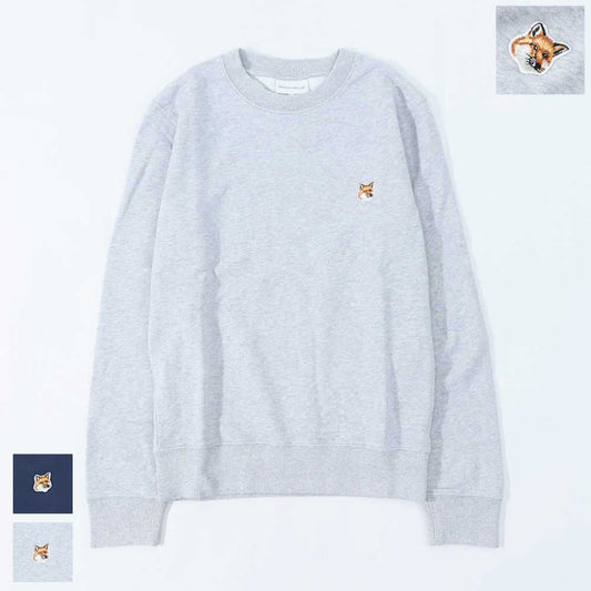 メゾン キツネ MAISON KITSUNE トップス スウェット・トレーナー メンズ FOX HEAD PATCH REGULAR SWEATSHIRT グレー ネイビー フォックスパッチ スエット 無地 ワンポイント 長袖 クルーネック LM00301KM0001