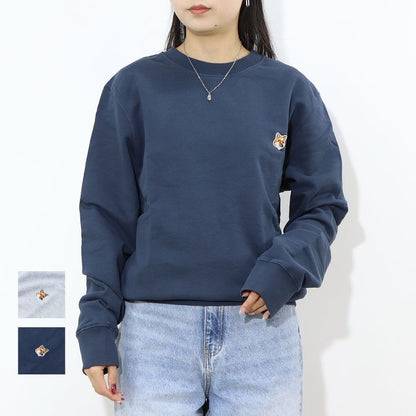 MAISON KITSUNE スウェット グレー ネイビー フォックスパッチ スエット LM00301KM0001