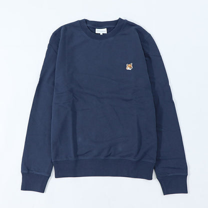 メゾン キツネ MAISON KITSUNE トップス スウェット・トレーナー メンズ FOX HEAD PATCH REGULAR SWEATSHIRT グレー ネイビー フォックスパッチ スエット 無地 ワンポイント 長袖 クルーネック LM00301KM0001