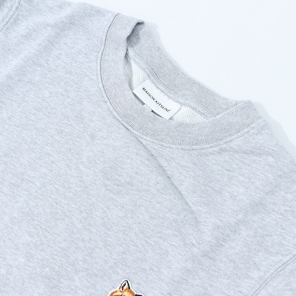 メゾン キツネ MAISON KITSUNE トップス スウェット・トレーナー メンズ FOX HEAD PATCH REGULAR SWEATSHIRT グレー ネイビー フォックスパッチ スエット 無地 ワンポイント 長袖 クルーネック LM00301KM0001