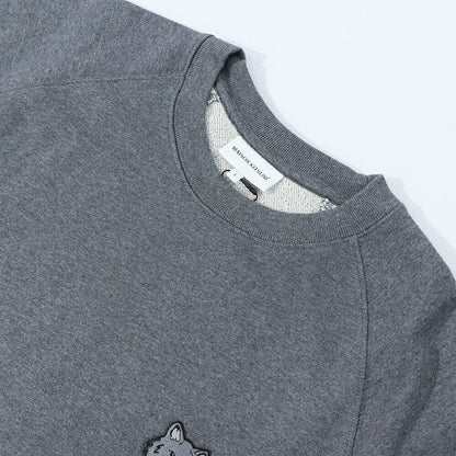 メゾン キツネ MAISON KITSUNE トップス スウェット・トレーナー メンズ BOLD FOX HEAD PATCH ダークメランジグレー ブラック クリーム ネイビー ライトグリーン フォックスパッチ スエット 無地 ワンポイント 長袖 クルーネック MM00304KM0001