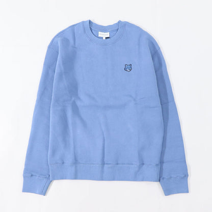 メゾン キツネ MAISON KITSUNE トップス スウェット・トレーナー メンズ FOX HEAD PATCH メランジグレー ブルー フォックスパッチ スエット 無地 ワンポイント 長袖 クルーネック MM00316KM0307