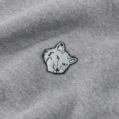 メゾン キツネ MAISON KITSUNE トップス スウェット・トレーナー メンズ FOX HEAD PATCH メランジグレー ブルー フォックスパッチ スエット 無地 ワンポイント 長袖 クルーネック MM00316KM0307
