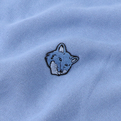 メゾン キツネ MAISON KITSUNE トップス スウェット・トレーナー メンズ FOX HEAD PATCH メランジグレー ブルー フォックスパッチ スエット 無地 ワンポイント 長袖 クルーネック MM00316KM0307