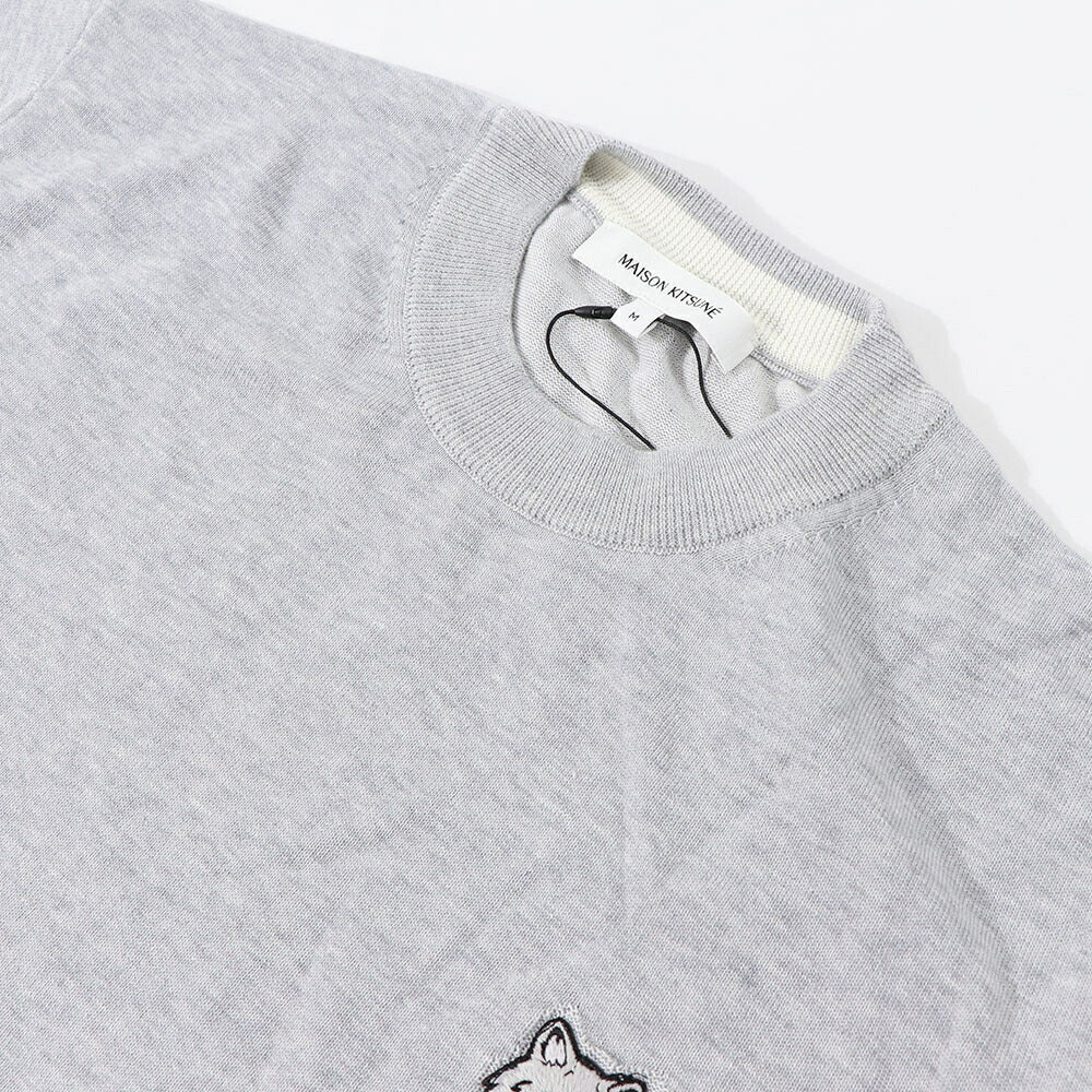 MAISON KITSUNE ニット グレージュ ブルー フォックスパッチ