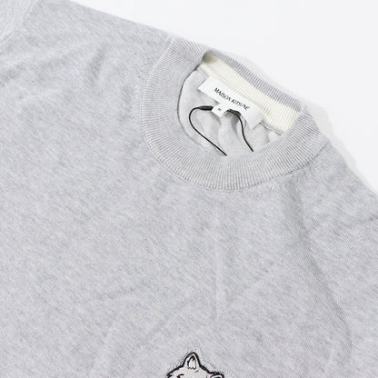 MAISON KITSUNE ニット グレージュ ブルー フォックスパッチ