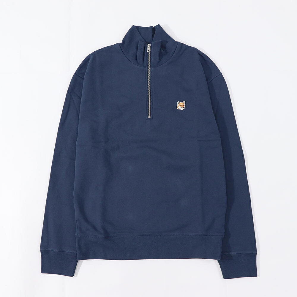 MAISON KITSUNE スウェット グレー ネイビー フォックスパッチ ハーフ