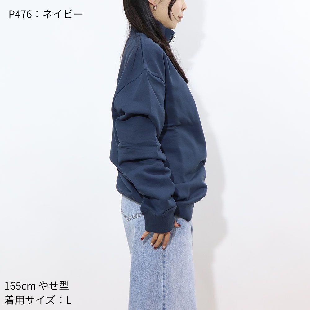 MAISON KITSUNE スウェット グレー ネイビー フォックスパッチ ハーフジップ スエット MM00314KM0001