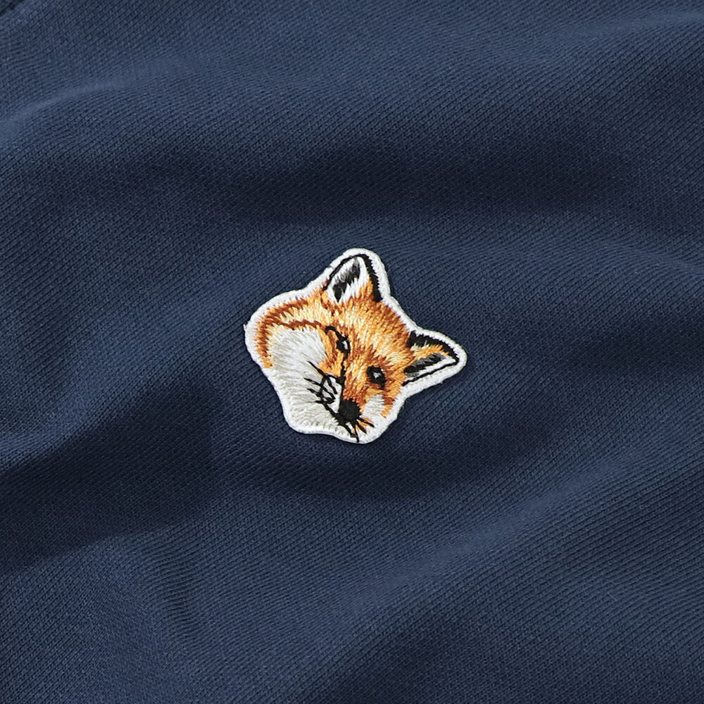 MAISON KITSUNE スウェット グレー ネイビー フォックスパッチ ハーフジップ スエット MM00314KM0001