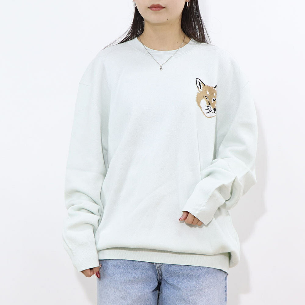 MAISON KITSUNE ニット ブルー フォックスパッチ KM00505KT1078