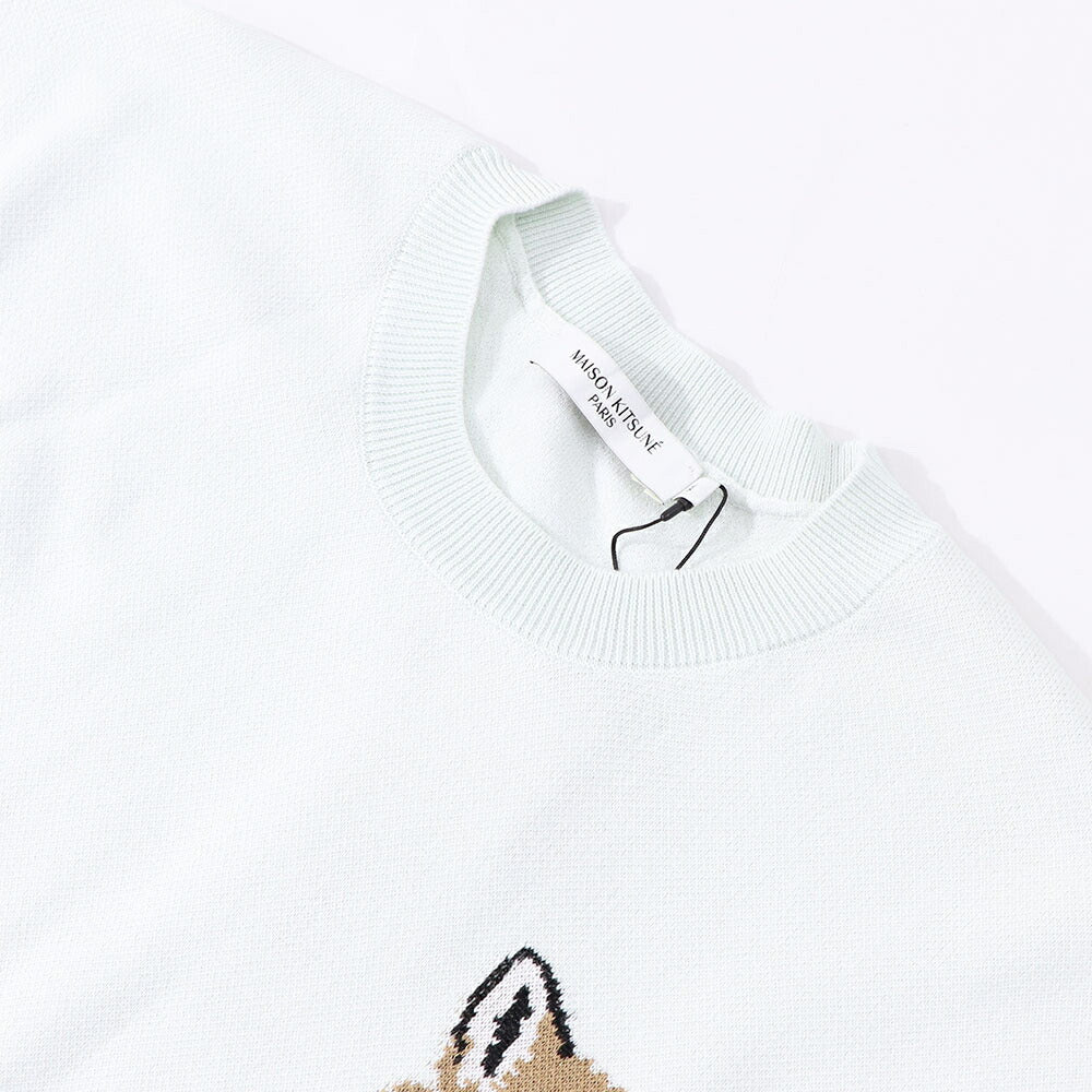 MAISON KITSUNE ニット ブルー フォックスパッチ KM00505KT1078