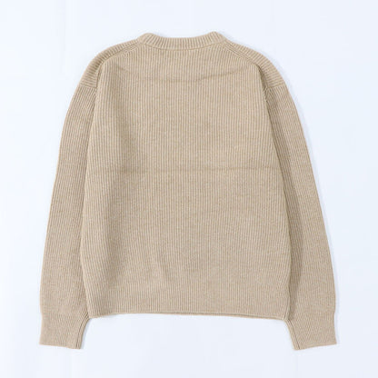 メゾン キツネ MAISON KITSUNE トップス ニット メンズ BOLD FOX HEAD PATCH COMFORT RIBBED JUMPER ベージュメランジ フォックスパッチ ウール カシミア 無地 ワンポイント 長袖 クルーネック LM00818KT1093