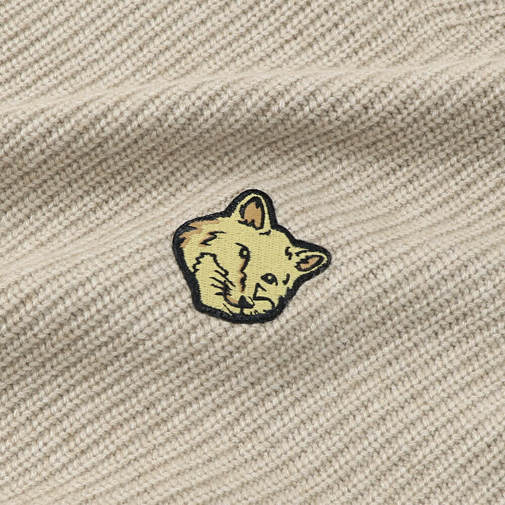メゾン キツネ MAISON KITSUNE トップス ニット メンズ BOLD FOX HEAD PATCH COMFORT RIBBED JUMPER ベージュメランジ フォックスパッチ ウール カシミア 無地 ワンポイント 長袖 クルーネック LM00818KT1093