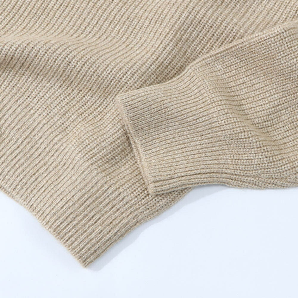 MAISON KITSUNE ニット ベージュメランジ フォックスパッチ LM00818KT1093