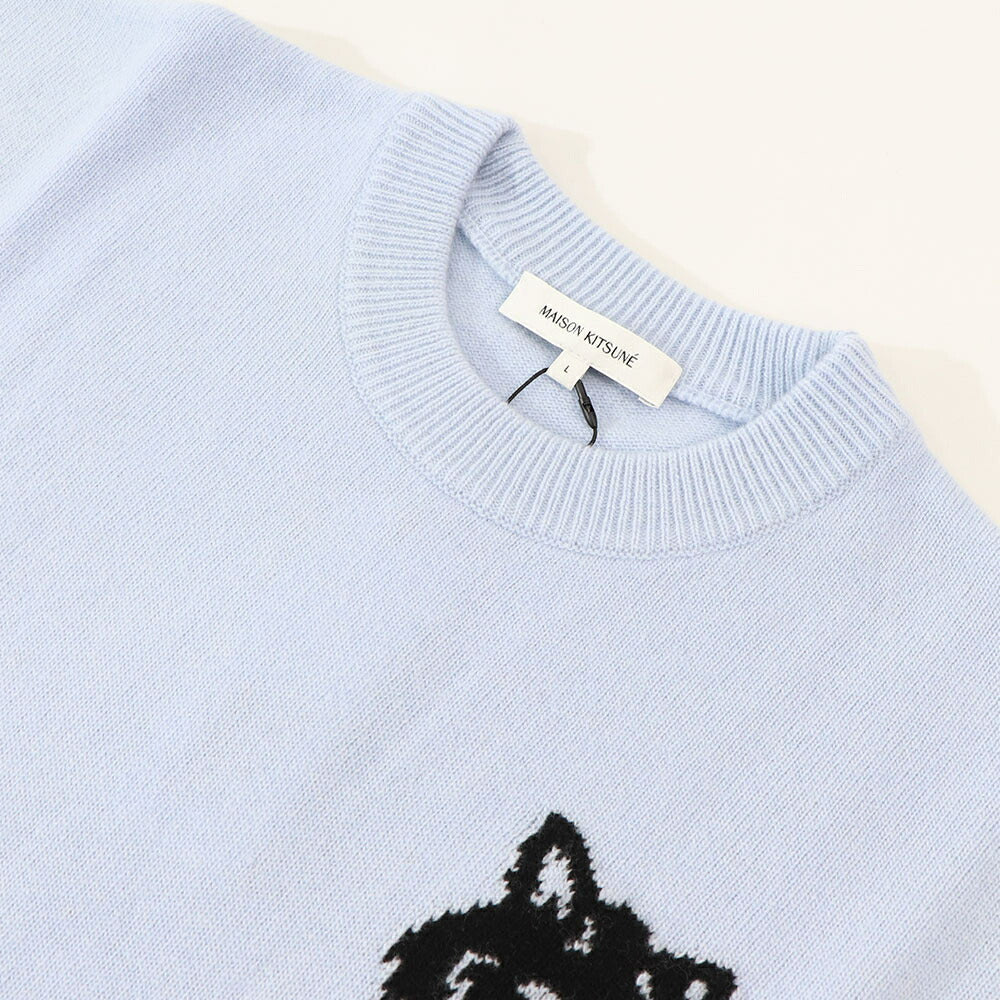 MAISON KITSUNE ニット ブラック ブルー フォックスパッチ ウール