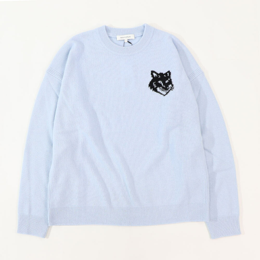 MAISON KITSUNE ニット ブラック ブルー フォックスパッチ ウール