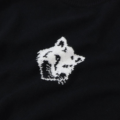 MAISON KITSUNE ニット ブラック ブルー フォックスパッチ ウール