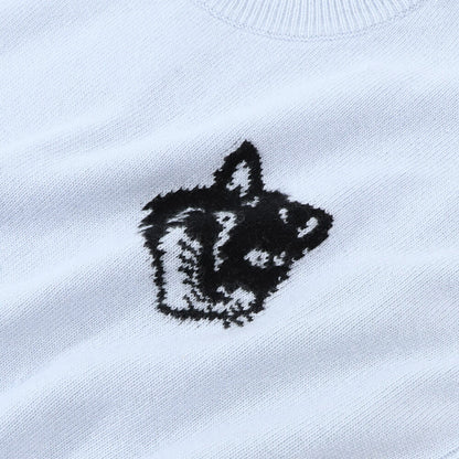 MAISON KITSUNE ニット ブラック ブルー フォックスパッチ ウール