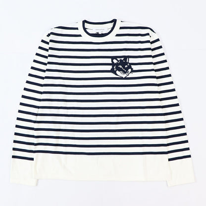 MAISON KITSUNE ニットネイビー×ホワイト フォックスパッチ