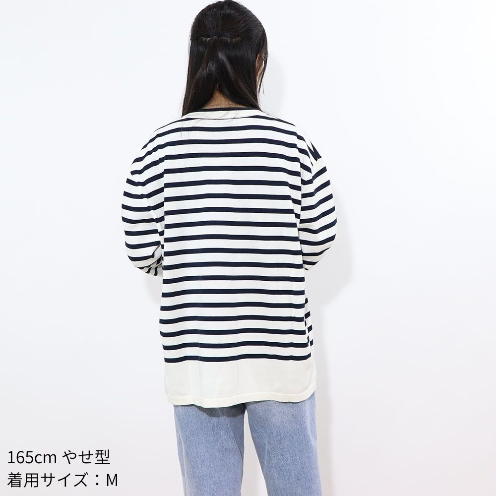 MAISON KITSUNE ニットネイビー×ホワイト フォックスパッチ