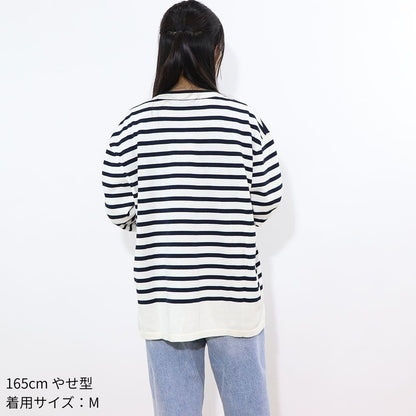 MAISON KITSUNE ニットネイビー×ホワイト フォックスパッチ