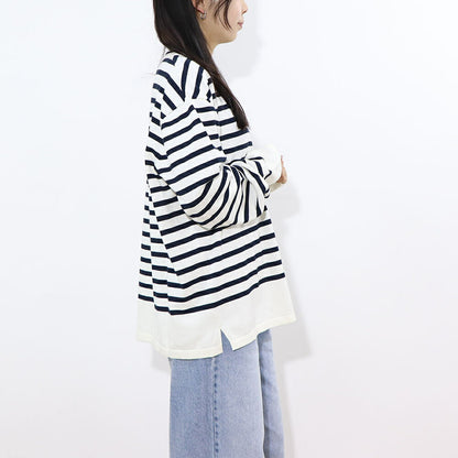 MAISON KITSUNE ニットネイビー×ホワイト フォックスパッチ