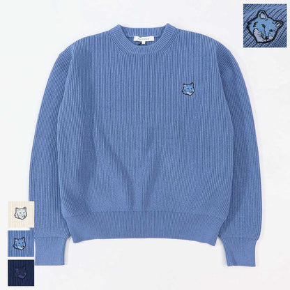 MAISON KITSUNE ニット クリーム ネイビー ブルー フォックスパッチ