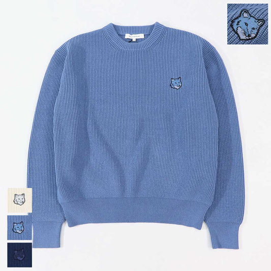 MAISON KITSUNE ニット クリーム ネイビー ブルー フォックスパッチ